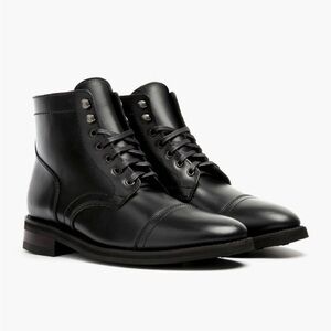 Men's Thursday Captain Black Leather Lace-Up Cap-Toe Boots (9)